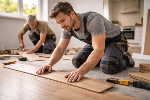 Bodenleger bei der Arbeit