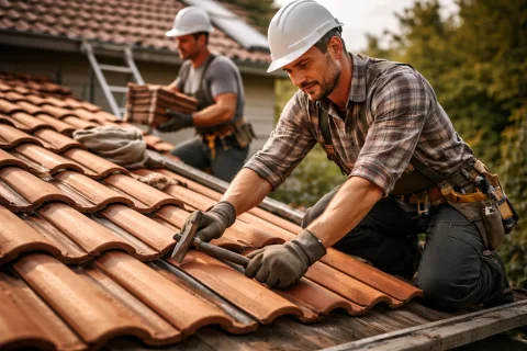 Dachdecker bei der Arbeit