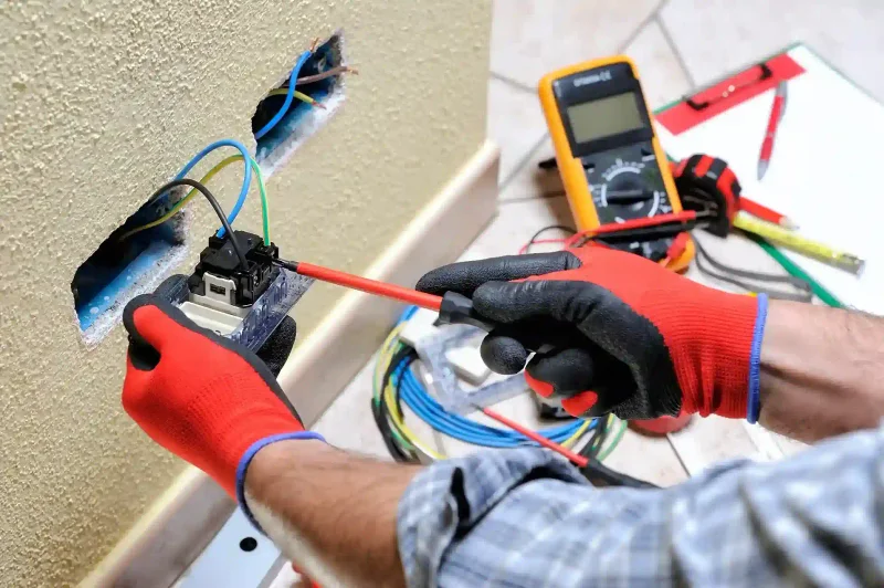Elektriker verdrahtet eine Steckdose, daneben Messgerät und Werkzeug – kleine Aufträge kosten mehr Verwaltung als Montagezeit
