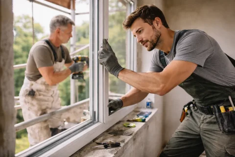 Fensterbauer bei der Arbeit