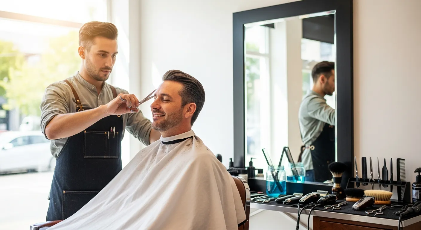 Friseur bei der Arbeit