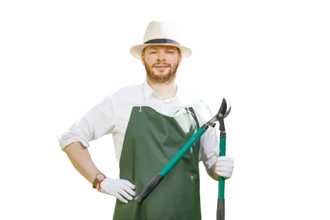 Gärtner mit Heckenschere