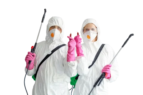 Schädlingsbekämpfer mit Schutzausrüstung