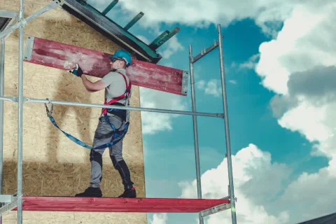 Gerüst wird aufgebaut