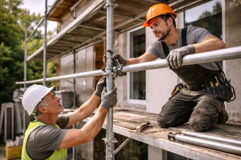 Gerüstbauer bei der Arbeit