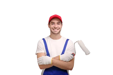 Maler mit Malerrolle in Hand