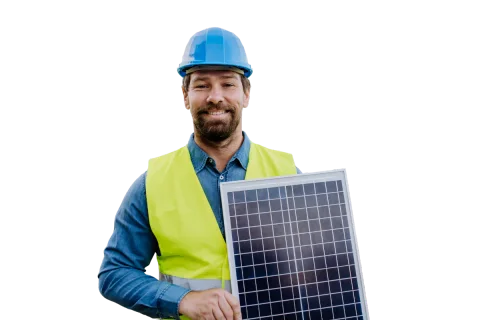 Photovoltaik-Installateur mit PV-Modul