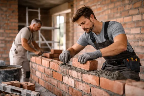 Maurer bei der Arbeit