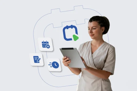 Massage Software anyhelpnow Organizer – Massagetherapeutin verwaltet Online-Terminbuchung und Kundenkommunikation am Tablet