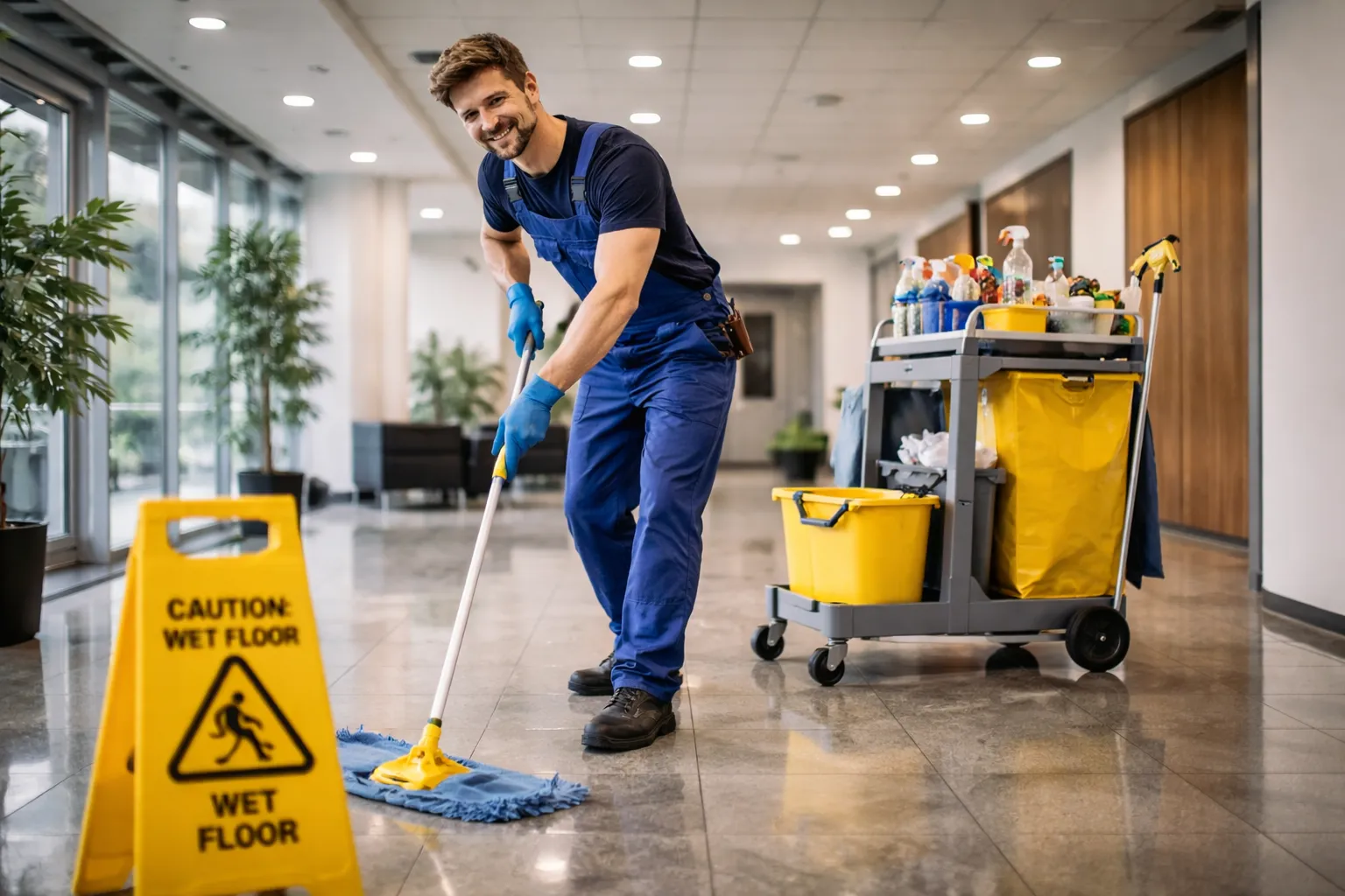 Reinigung eines Gebäudes