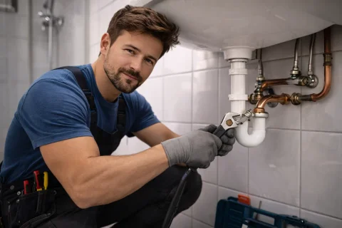 Sanitärinstallateur bei der Arbeit