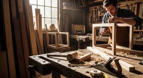 Schreiner bei der Arbeit
