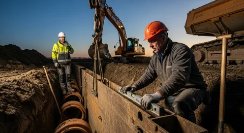 Tiefbauer bei der Arbeit