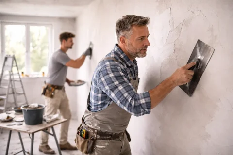 Verputzer bei der Arbeit