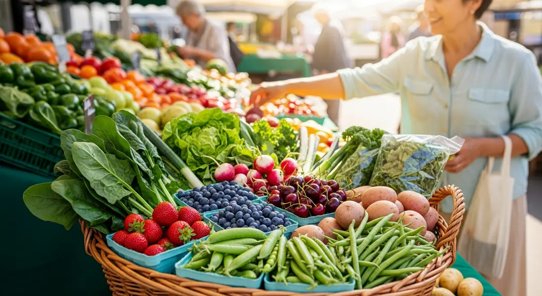 Junisonne im Korb: Frisches Obst & Gemüse der Saison